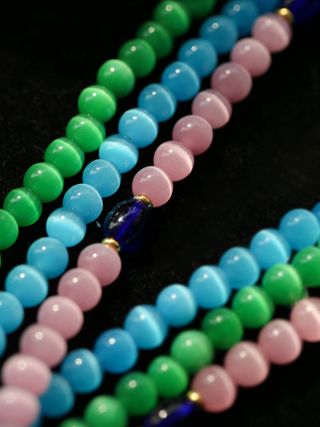 Summer Colored Cat's Eye Glass Necklace
