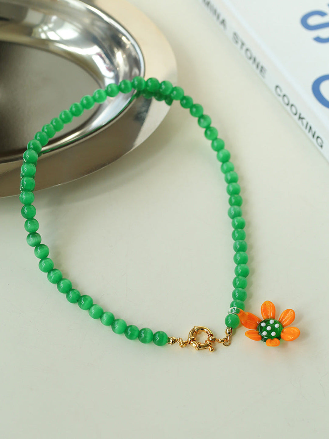 Summer Colored Cat's Eye Glass Necklace