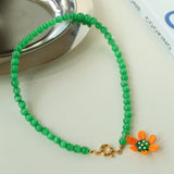 Summer Colored Cat's Eye Glass Necklace