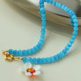 Summer Colored Cat's Eye Glass Necklace