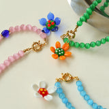 Summer Colored Cat's Eye Glass Necklace