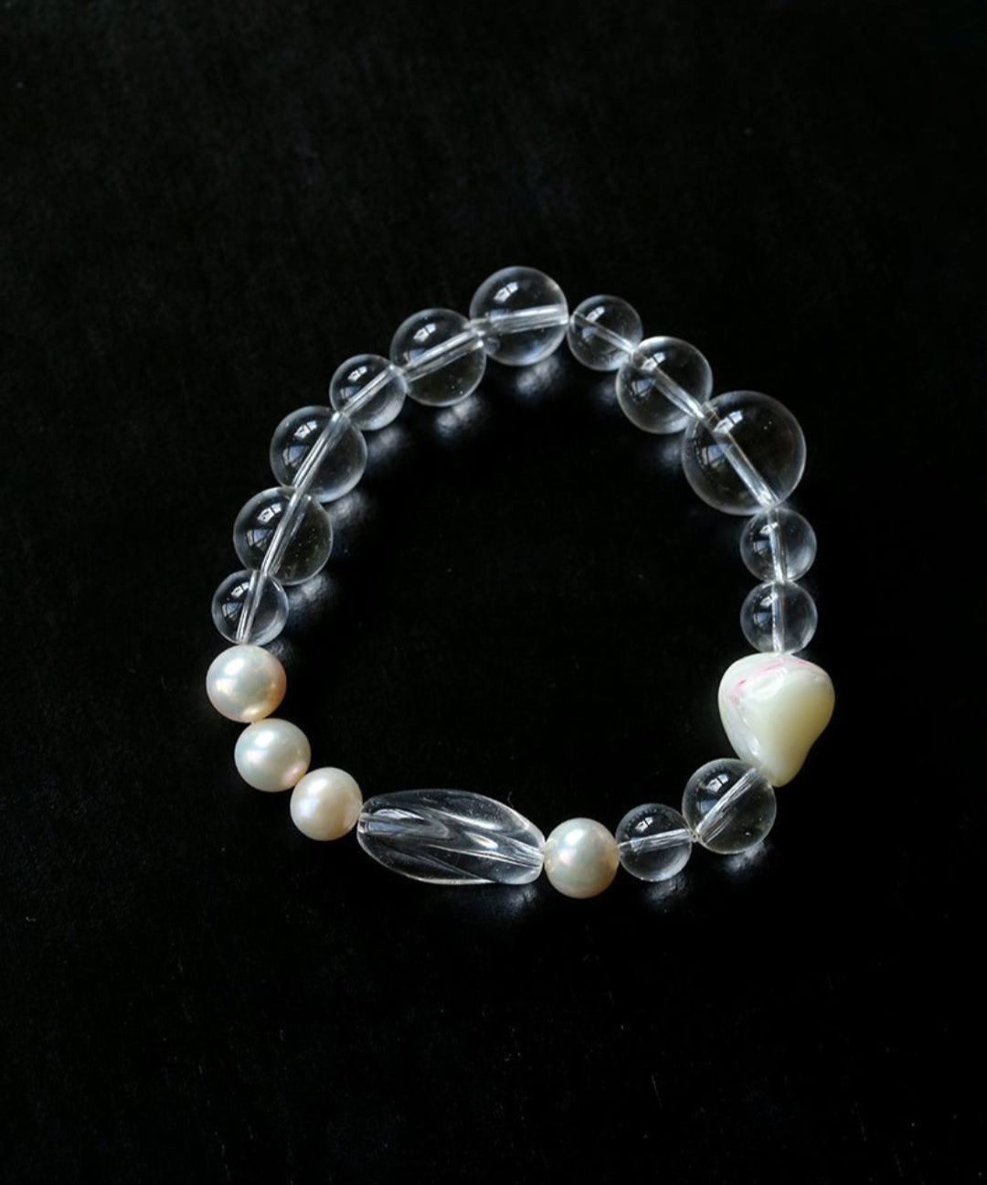 Summer Conch White Crystal Beaded Bracelet gembea jewelry