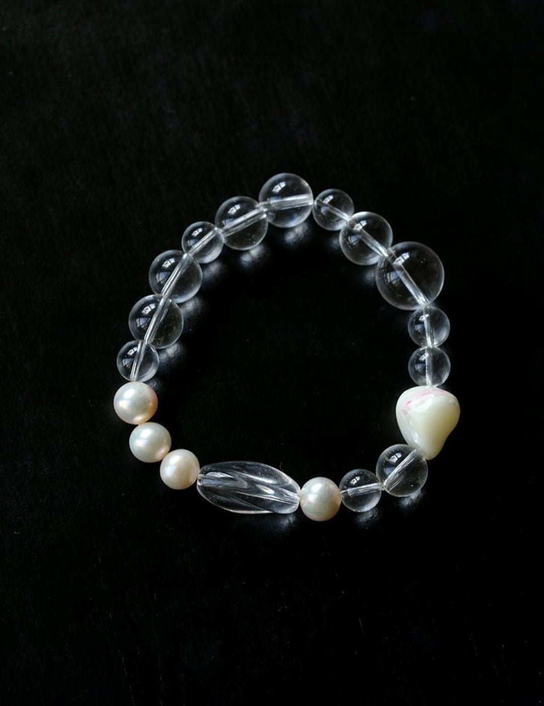 Summer Conch White Crystal Beaded Bracelet gembea jewelry