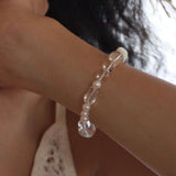 Summer Conch White Crystal Beaded Bracelet gembea jewelry