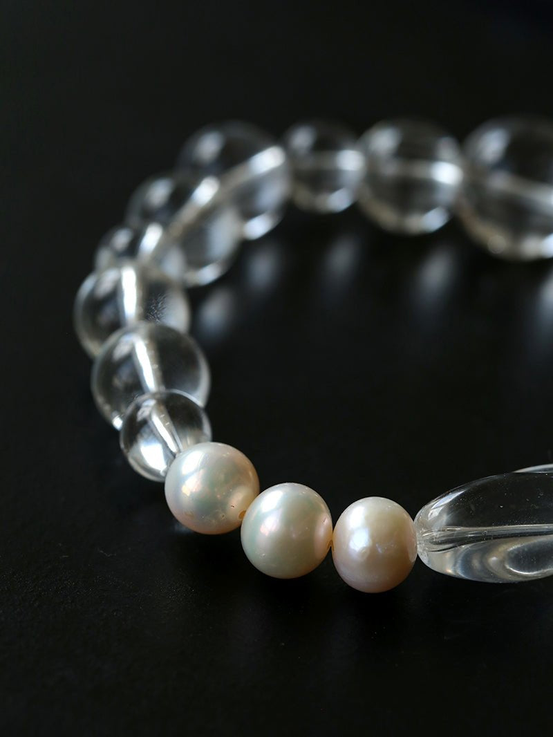 Summer Conch White Crystal Beaded Bracelet gembea jewelry