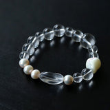 Summer Conch White Crystal Beaded Bracelet gembea jewelry