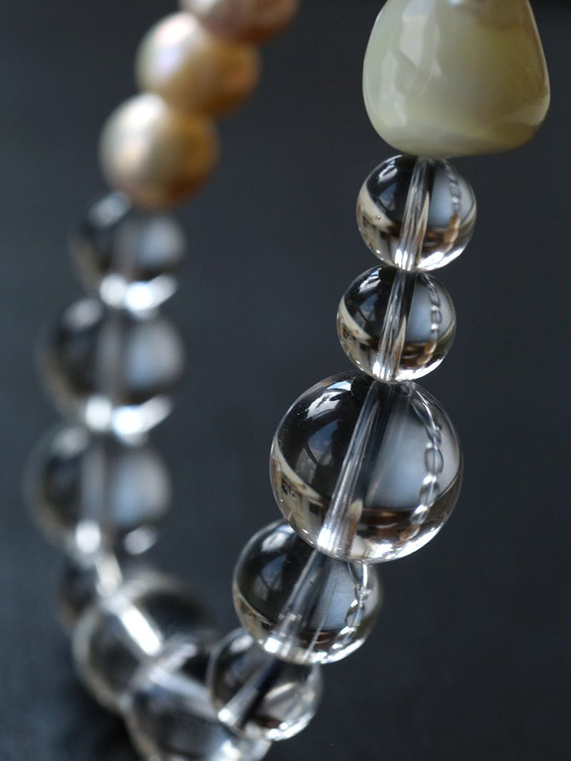 Summer Conch White Crystal Beaded Bracelet gembea jewelry