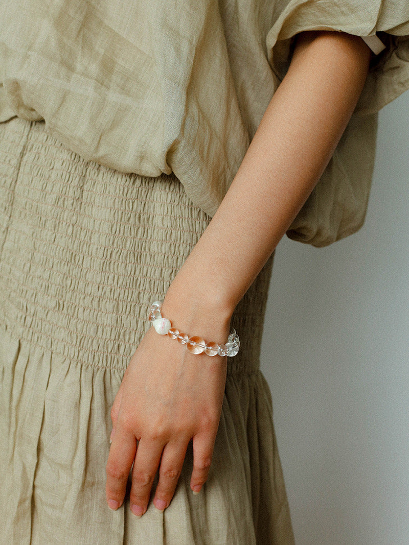 Summer Conch White Crystal Beaded Braceletgembea jewelry