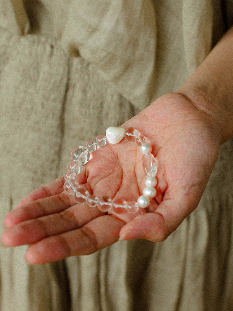 Summer Conch White Crystal Beaded Braceletgembea jewelry