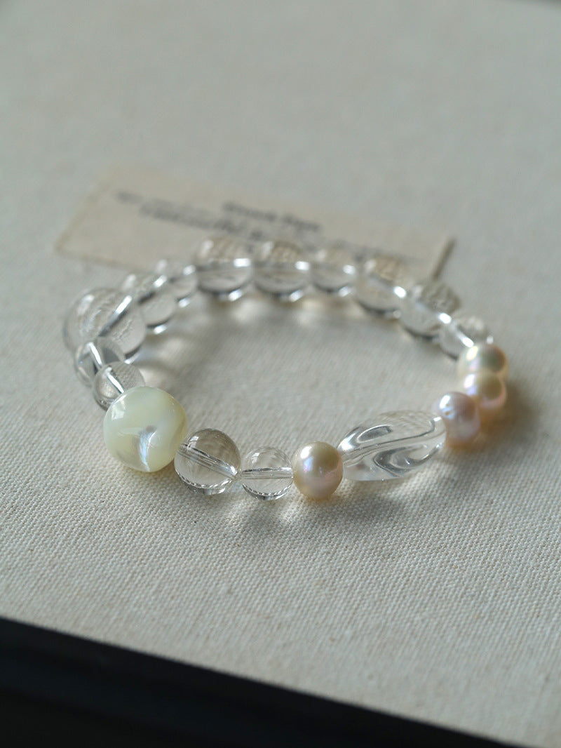 Summer Conch White Crystal Beaded Braceletgembea jewelry