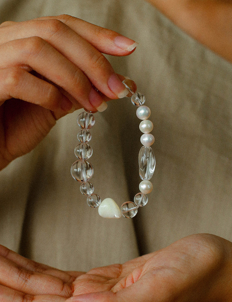 Summer Conch White Crystal Beaded Braceletgembea jewelry