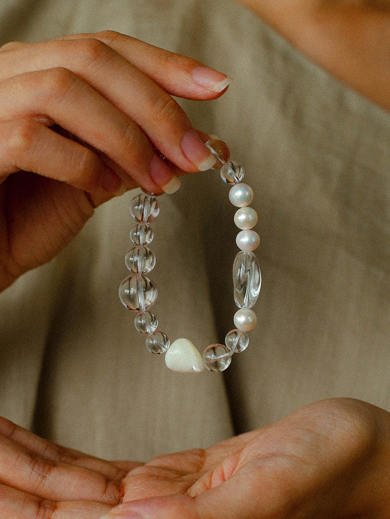 Summer Conch White Crystal Beaded Braceletgembea jewelry