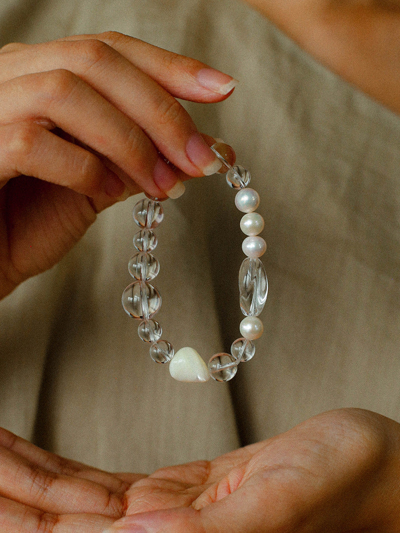Summer Conch White Crystal Beaded Braceletgembea jewelry