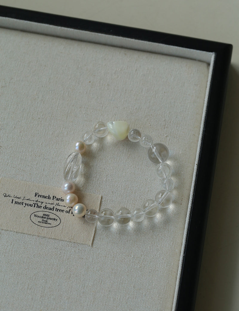 Summer Conch White Crystal Beaded Braceletgembea jewelry