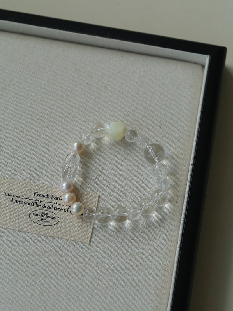 Summer Conch White Crystal Beaded Braceletgembea jewelry