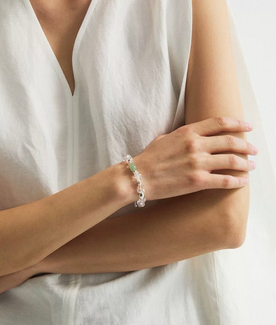 Summer Dongling Jade White Crystal Bracelet gembea jewelry