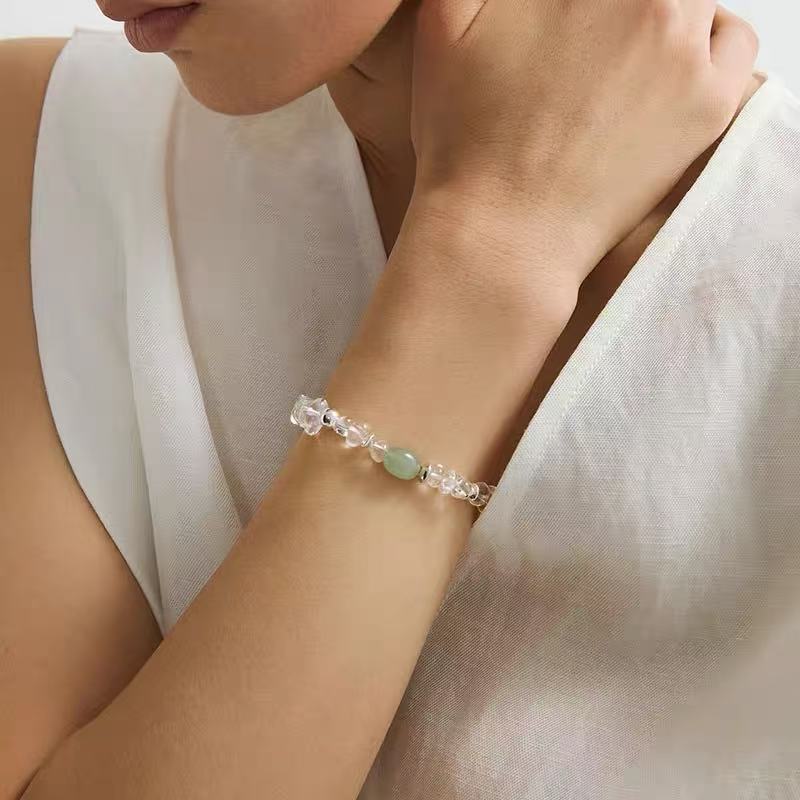 Summer Dongling Jade White Crystal Bracelet gembea jewelry
