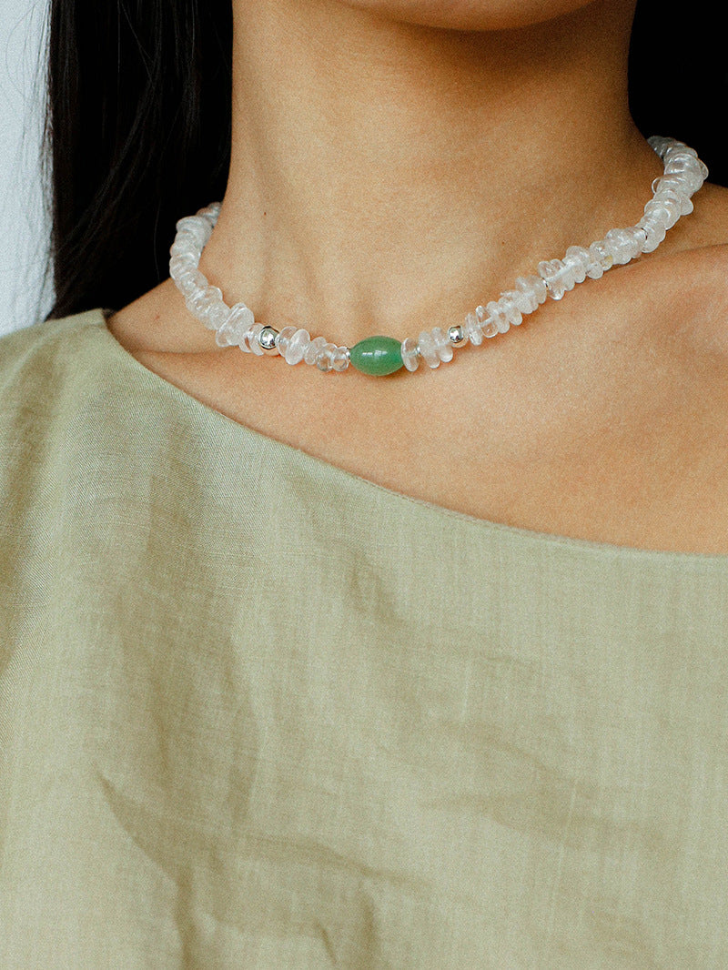 Summer Dongling Jade White Crystal Necklace gembea jewelry