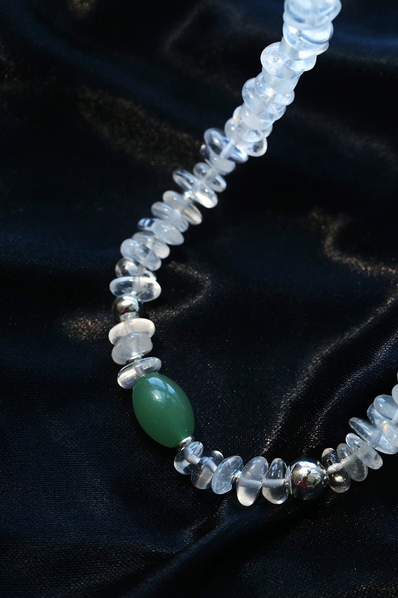 Summer Dongling Jade White Crystal Necklace gembea jewelry