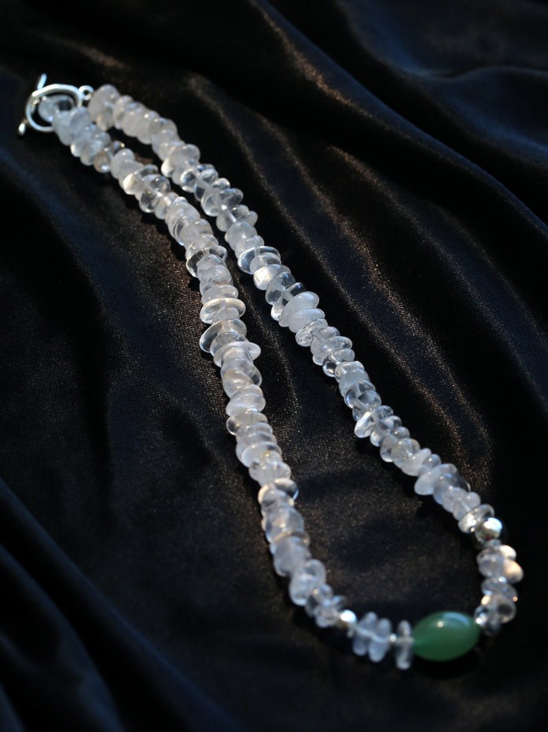 Summer Dongling Jade White Crystal Necklace gembea jewelry