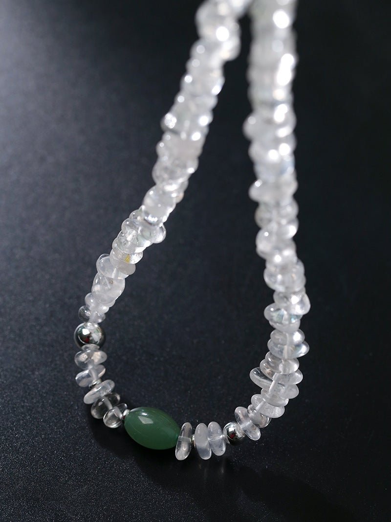 Summer Dongling Jade White Crystal Necklace gembea jewelry
