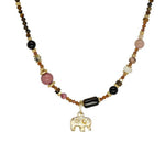 Summer Elephant Pendant Stone Beaded Necklace gembea jewelry