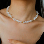 Summer Natural White Crystal Beaded Necklace gembea jewelry