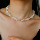 Summer Natural White Crystal Beaded Necklace gembea jewelry