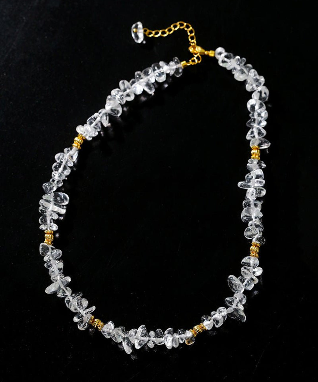 Summer Natural White Crystal Beaded Necklace gembea jewelry