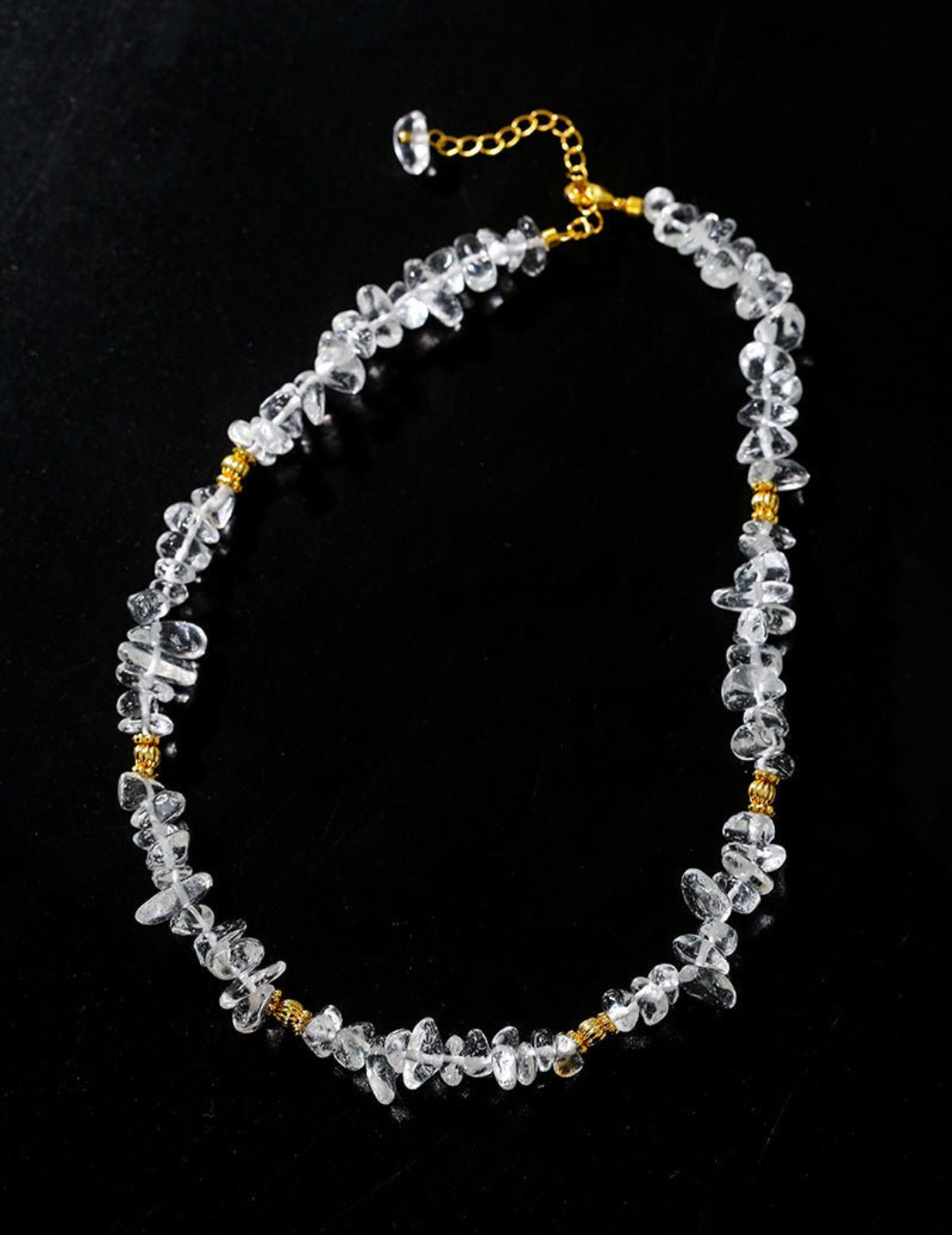 Summer Natural White Crystal Beaded Necklace gembea jewelry