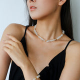 Summer Natural White Crystal Beaded Necklace gembea jewelry