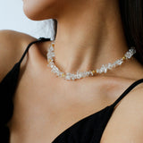 Summer Natural White Crystal Beaded Necklace gembea jewelry