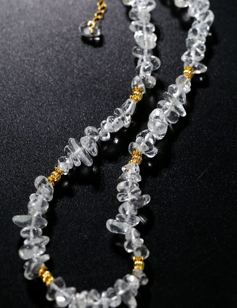 Summer Natural White Crystal Beaded Necklace gembea jewelry