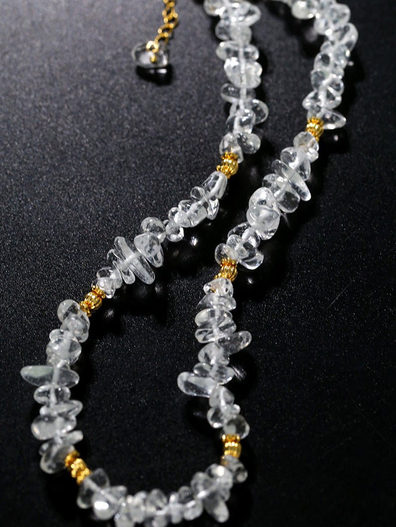 Summer Natural White Crystal Beaded Necklace gembea jewelry