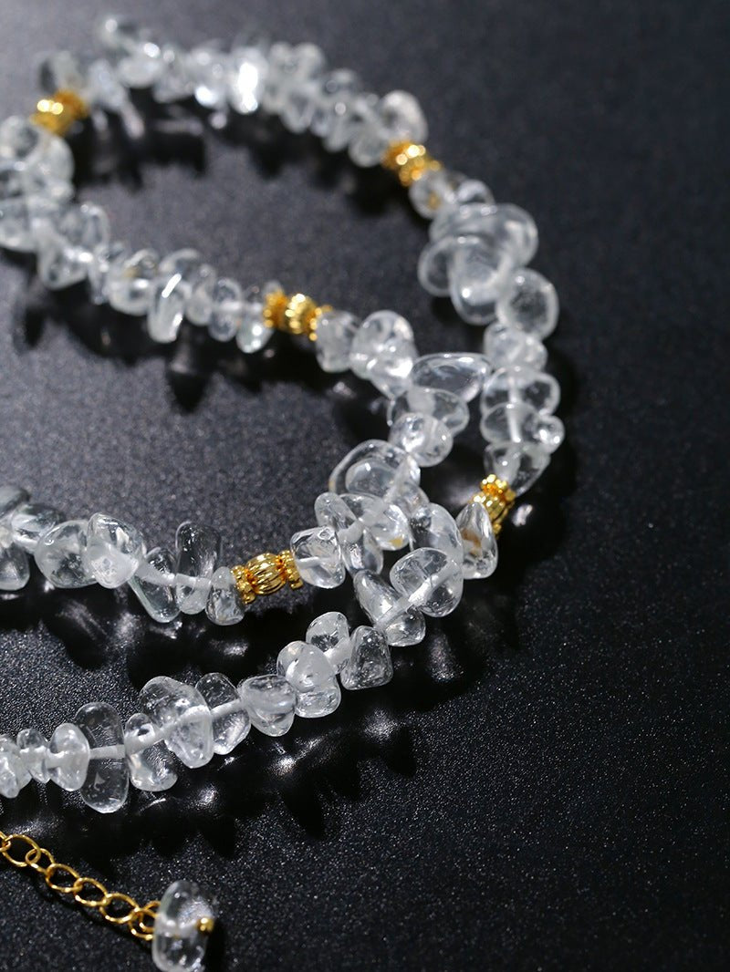 Summer Natural White Crystal Beaded Necklace gembea jewelry