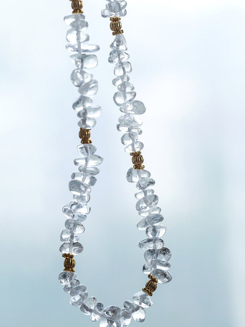Summer Natural White Crystal Beaded Necklace gembea jewelry