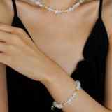 Summer Natural White Crystal Beaded bracelet gembea jewelry