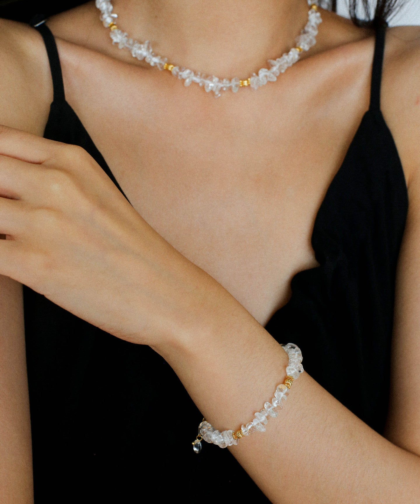 Summer Natural White Crystal Beaded bracelet gembea jewelry