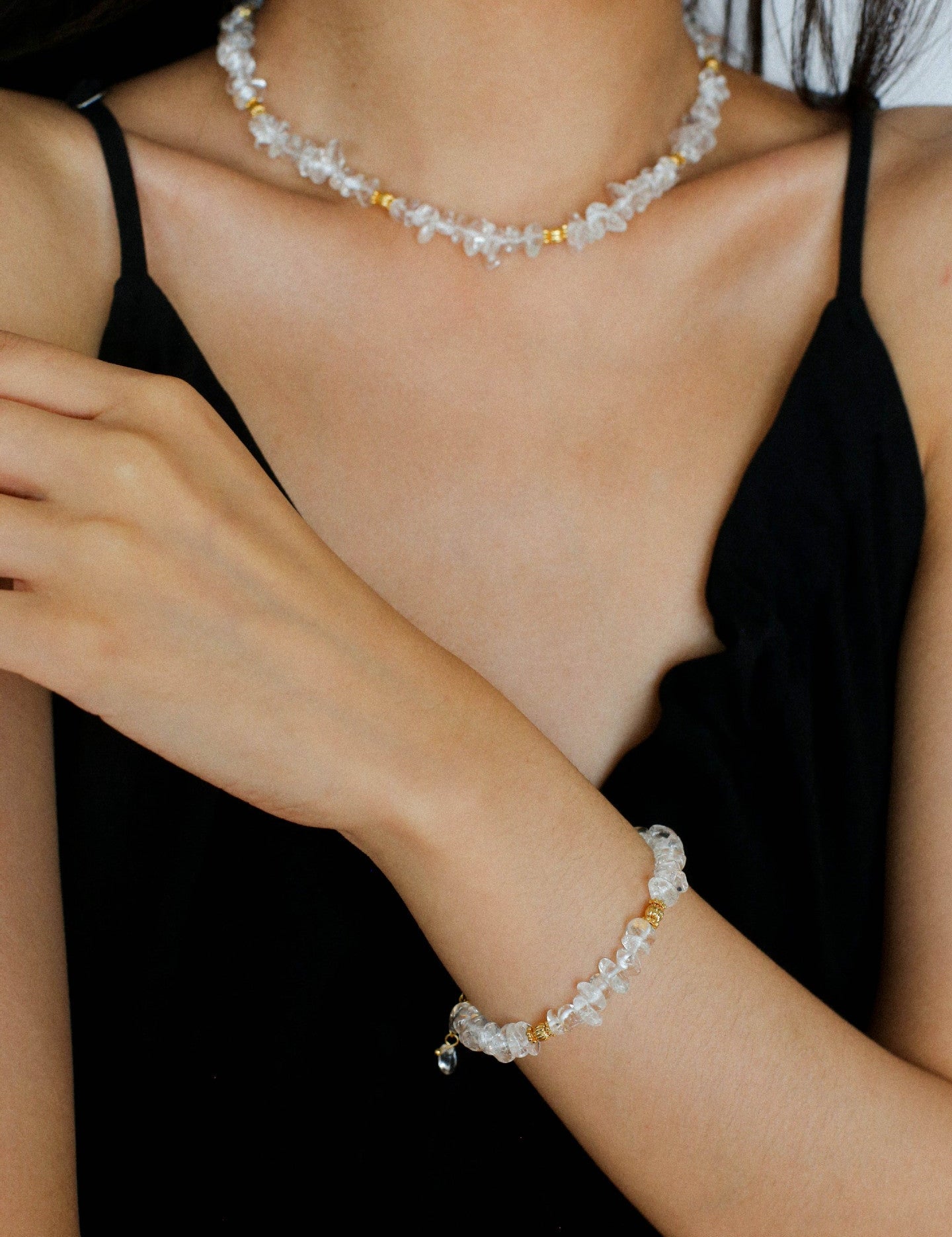 Summer Natural White Crystal Beaded bracelet gembea jewelry