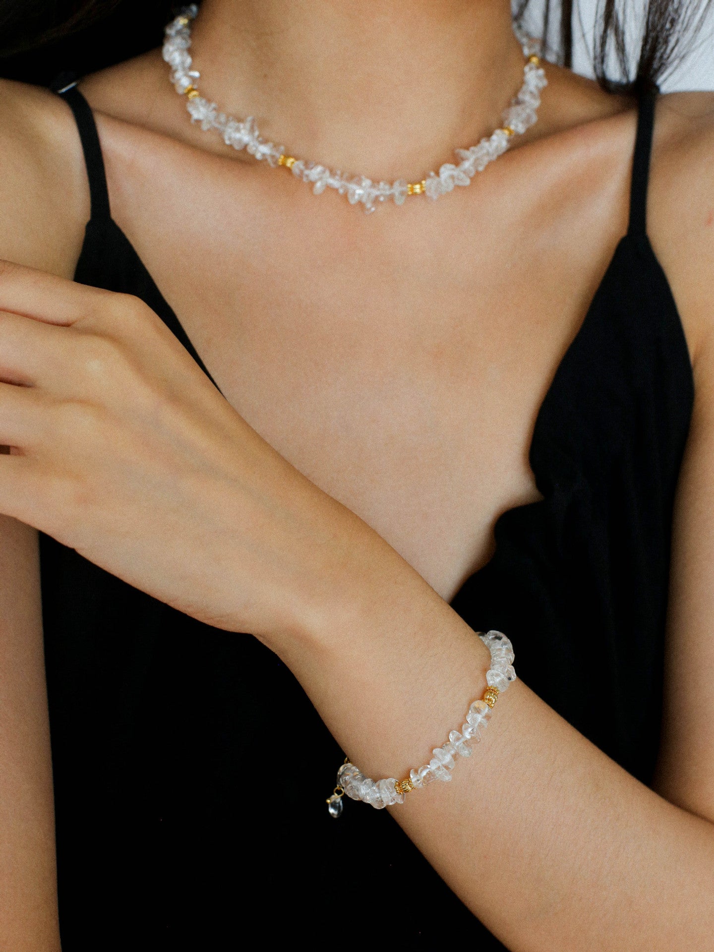 Summer Natural White Crystal Beaded bracelet gembea jewelry