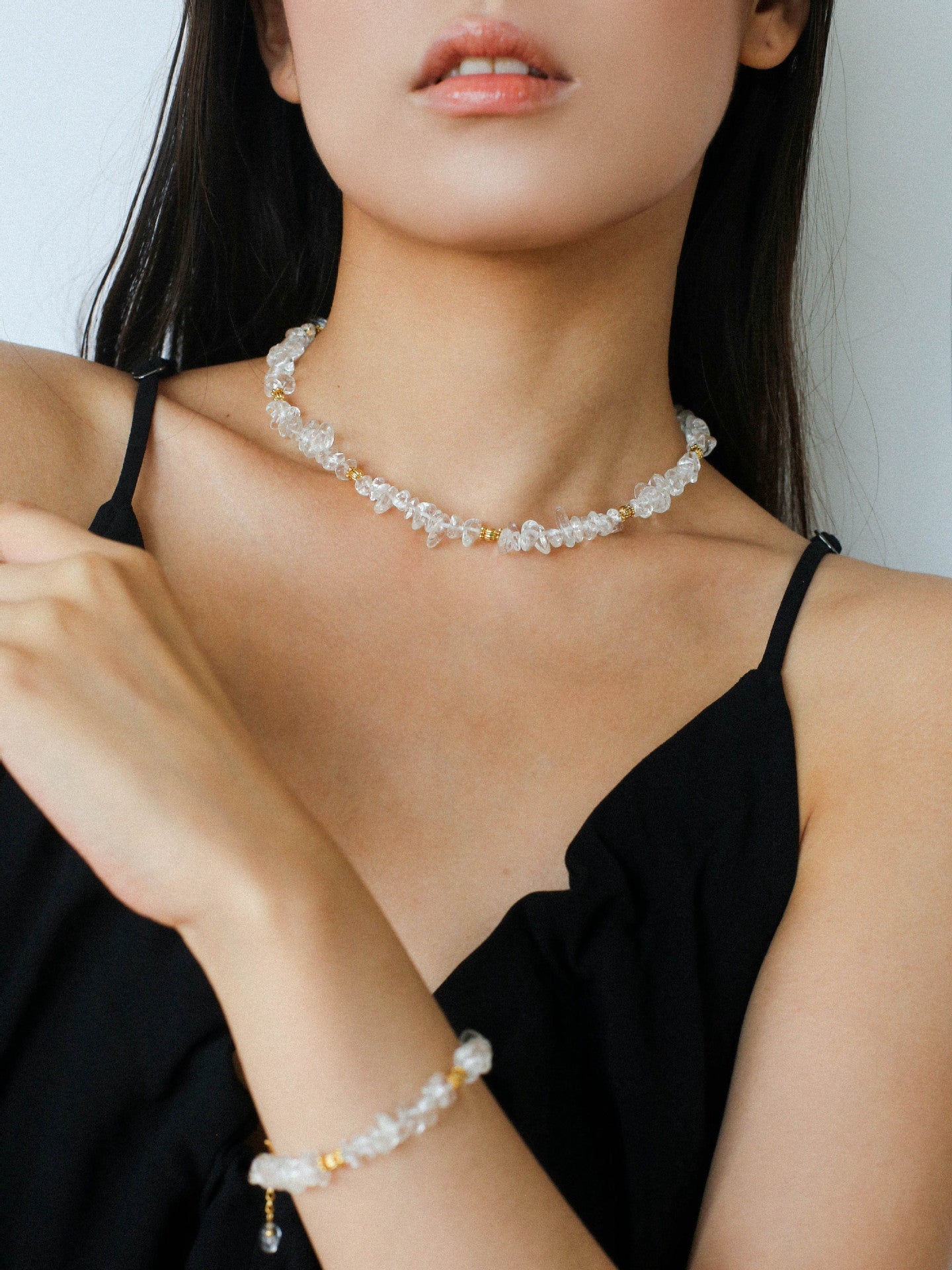 Summer Natural White Crystal Beaded bracelet gembea jewelry