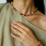 Summer Tomato Colorful Natural Stone Necklace gembea jewelry