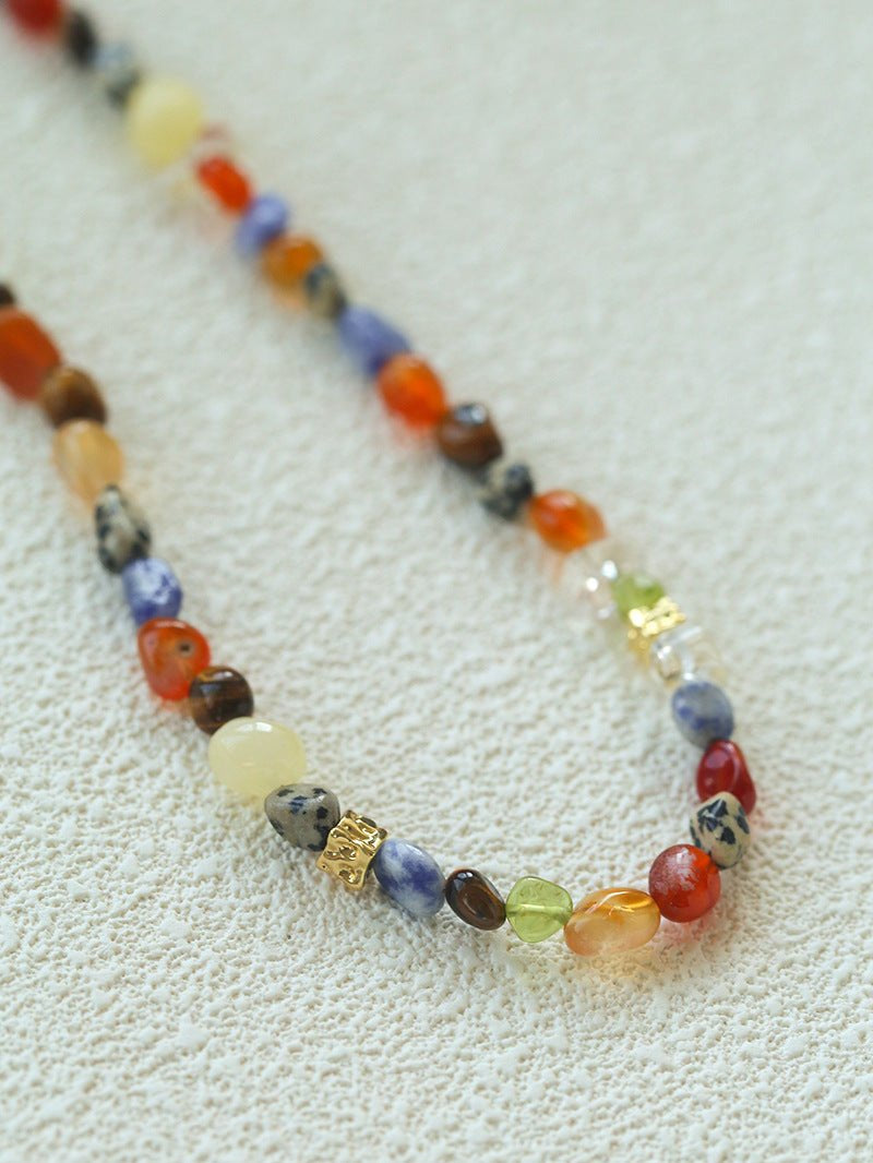 Summer Tomato Colorful Natural Stone Necklace gembea jewelry