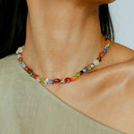 Summer Tomato Colorful Natural Stone Necklace gembea jewelry