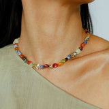 Summer Tomato Colorful Natural Stone Necklace gembea jewelry