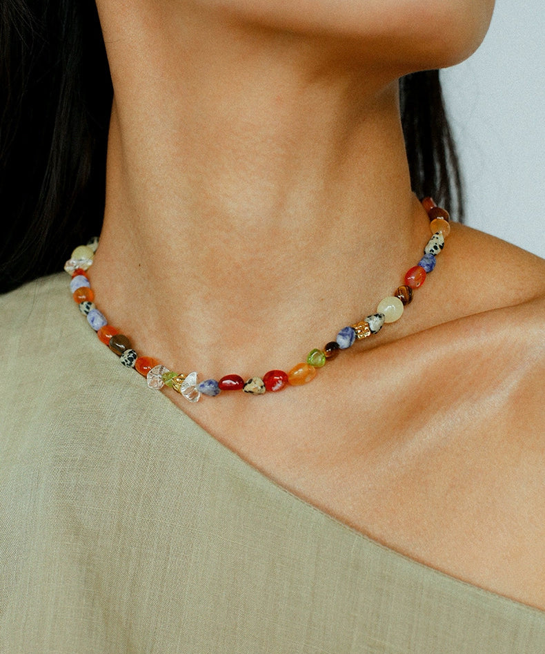 Summer Tomato Colorful Natural Stone Necklace gembea jewelry