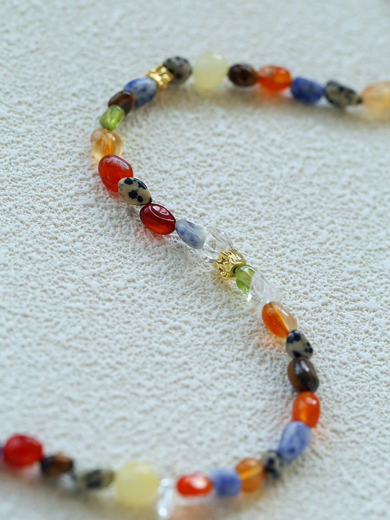 Summer Tomato Colorful Natural Stone Necklace gembea jewelry