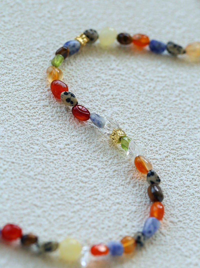 Summer Tomato Colorful Natural Stone Necklace gembea jewelry