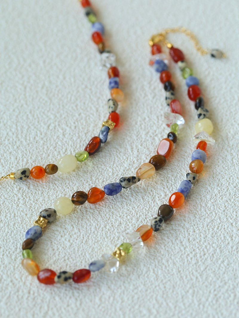 Summer Tomato Colorful Natural Stone Necklace gembea jewelry