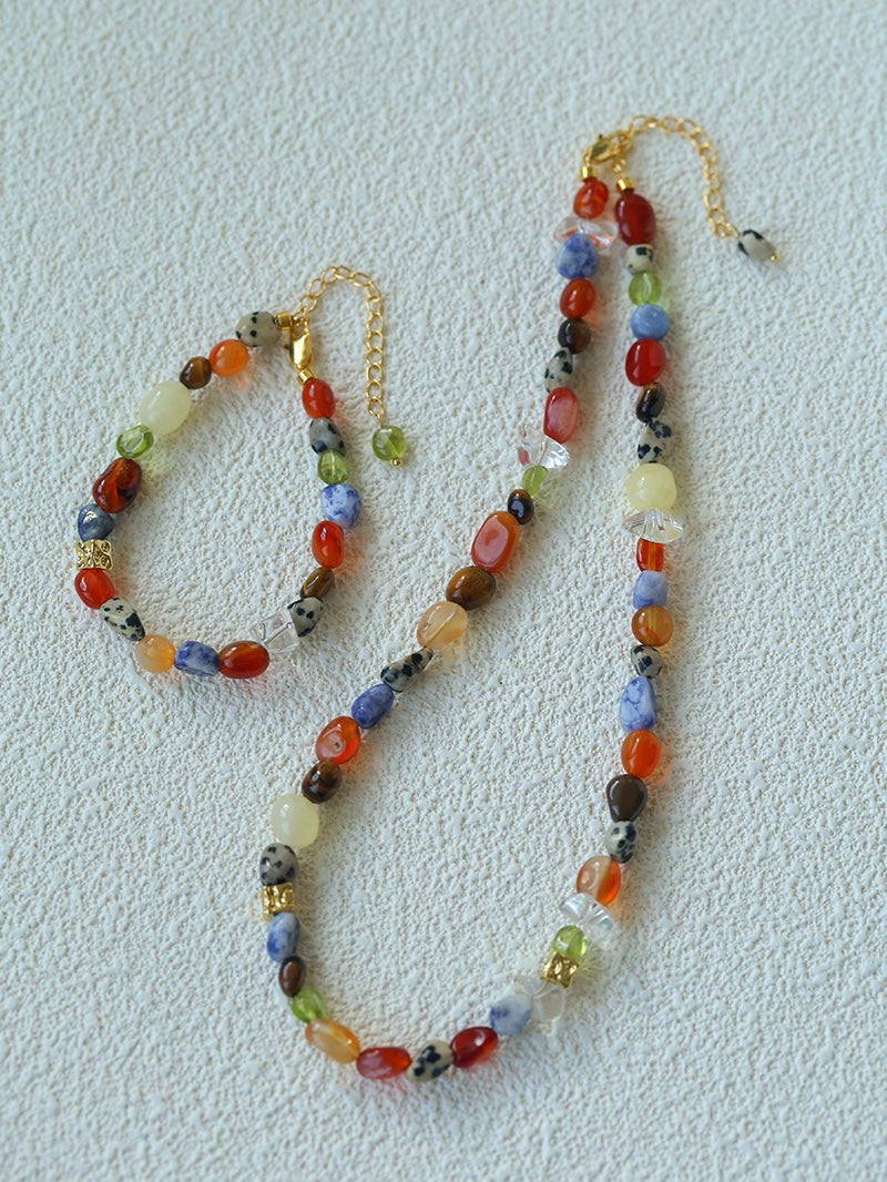 Summer Tomato Colorful Natural Stone Necklace gembea jewelry